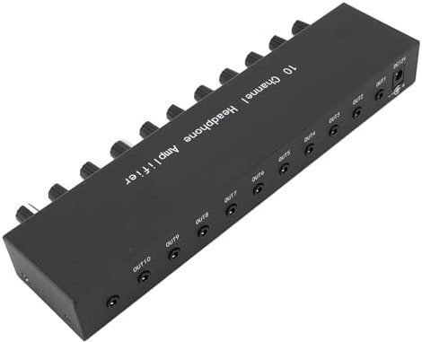 Amplificateur de Casque 10 Canaux, Amplificateur Stéréo, Distributeur 9,1 X 2,1 X 1,2 Pouces, Répartiteur de Casque pour Scène de Studio, Amplificateur de Casque, égaliseur,
