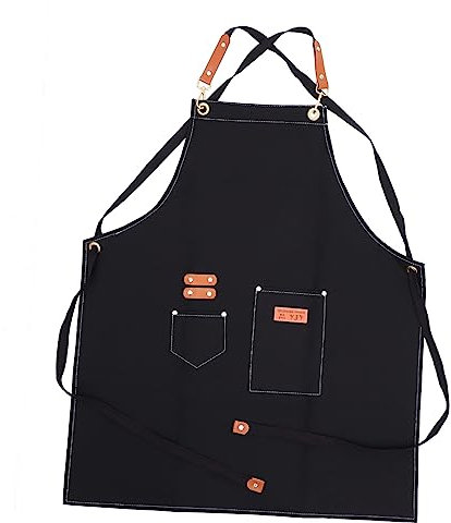 Hoement Painters Smock Adult Hairdressing Apron Canvas Workwear Cooking Apron Halter-neck Design