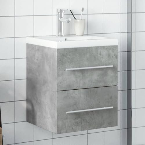 Schränke & Aufbewahrungs-Waschtischunterschrank Bad-Waschtischunterschrank mit Einbauwaschbecken Betongrau