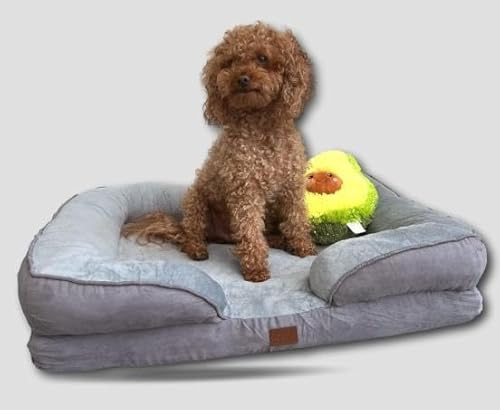 Genérico Sofá Perro Ortopédica 70 * 58 * 18 - Cama Perro Desenfundable y Lavable, Colchon Perro con Forro Impermeable y Espuma, Gris,