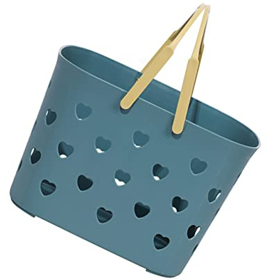Ciieeo Cesta de Ducha de Mano Azul de Pp Apilable y Drenante | Guardar Productos de Baño, Uso en Ducha, Organizador Compacto Hogar, Formato Práctico y Ligero