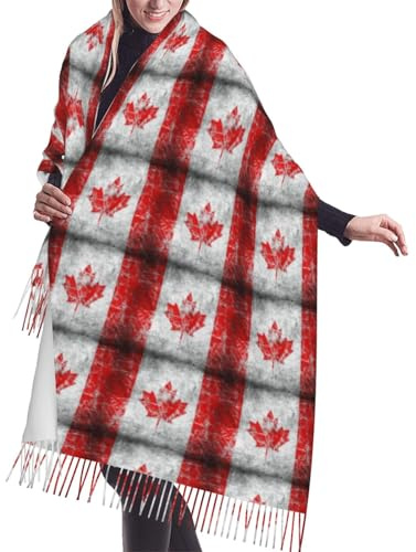 TietYaer Écharpe pour femme imprimée drapeau du Canada, châles, écharpes chaudes d'hiver, grande écharpe douce, écharpe à franges en cachemire, Drapeau du Canada, taille unique