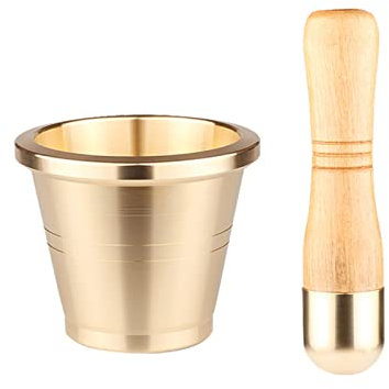 FAJNUZI2024 Mörser & Stößel Traditionelles Mörser- und Stößel-Set aus Messing, Gewürz- und Kräutermühle, 1 Stück, Gold Mörser mit Stößel Set(Mittel)