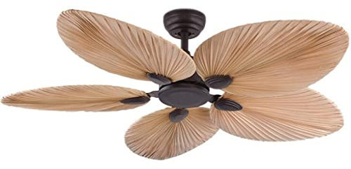 Retro Palm Ceiling Fan with Remote Control and 5 Leaf Blades 52 Inch