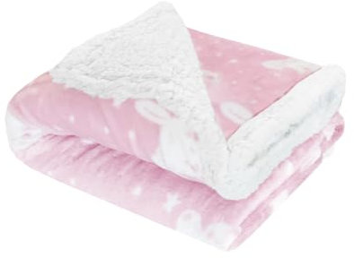 Acomoda Textil - Manta para Bebé Estampada con Nubes, Manta de Cuna 100x140 cm. Manta Bebé con Borreguito Suave, Cálida y Ligera. (Rosa)