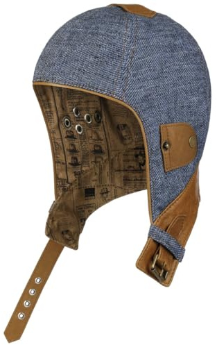 Stetson Cappello Autista in Lino con Pelle Uomo - Made Germany Fodera, Fodera Primavera/Estate Estate - L (58-59 cm) Denim