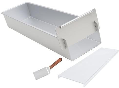Moule à gâteau Tiramisu rectangulaire Long en Alliage d'aluminium, Moule de Cuisson antiadhésif avec Cadre Amovible for Cheesecake, Couvercle en Acrylique et spatule en métal Inclus.