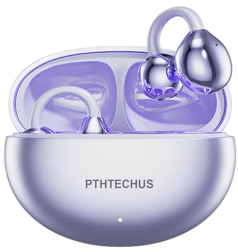 PTHTECHUS Écouteurs Bluetooth sans Fil Sport - Casque Ouvert à Clip, Casque Bluetooth Sport 5.4, 8H Autonomie, 4.3g Léger, Adapté Cyclisme Course à Pied & Gym, Violet Brillant