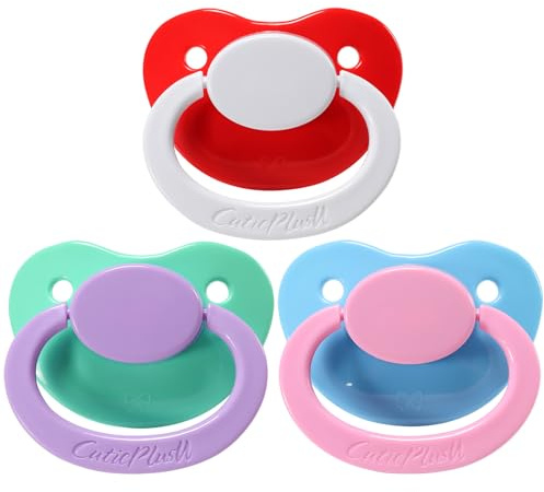 CutiePlusU Schnuller - Großer Saugerschild Farbmix 3 Paci Pack-Weiß Lila Rosa