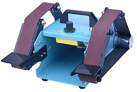 Esmeriladora de banco Papel de lija eléctrico, lijadora de banda de doble eje de escritorio pequeña, lijadora portátil, herramienta de pulido y lijado de papel de lija