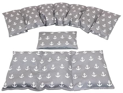 Körnerkissen 3 er Set Langes 67 x 18 cm 7 Kammer + 3 Kammer + kleines Kirschkernkissen Wärmekissen XXL Schulterkissen Nackenkissen Mikrowelle + Backofen (Grau, Raps)