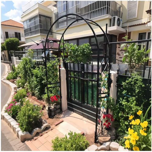 LJDJRHXH Elegante Arco De Metal para Rosales Y Enredaderas, 140 180 200 220 240 280 350 cm Enrejado Cenadores para Decorar Jardines, Bodas Y Patios, Resistente Y Duradero(Negro,an180cm x al240cm)