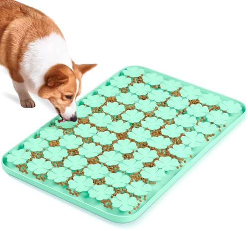 Bartuke Schnüffelmatte aus Silikon für Hunde/Katzen, interaktive Schnüffelmatte für langsame Fütterung, fördert die natürliche Futtersuche, Geruchstraining und langsames Fressen, Stressabbau (grün)
