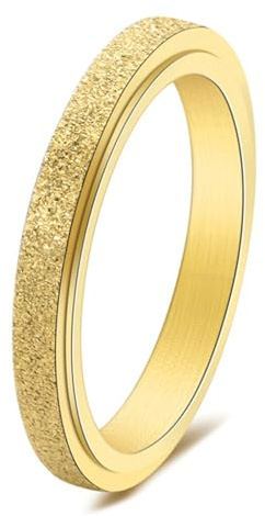 Calefee Fidget Ring Spinner Anti Stress, Kleine Ringe für Finger Schmal Edelstahl Bandring Drehbar Matt 3 mm Breit, Größe 47 bis 72