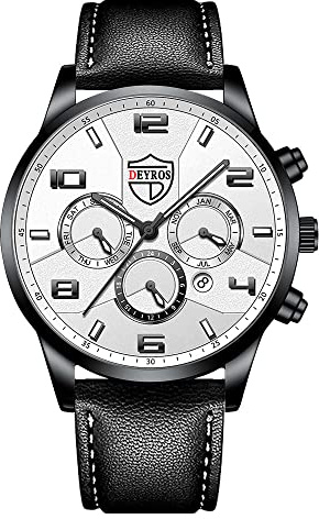 Herrklockor vardaglig läder analog kvartsklocka män armbandsur klocka affärer datum avslappnad klocka vandring höjdmätare, E, En storlek