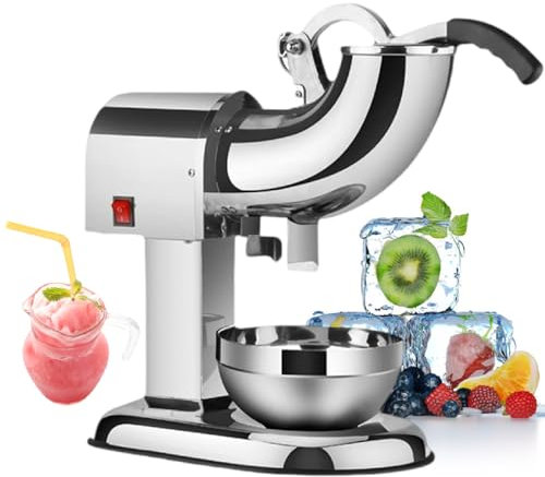 Macchina per Ghiaccio Tritato Elettrica 350W, Macchina Trita-Ghiaccio Doppia Lama Acciaio Inox, Macchina per Ghiaccio Tritato 100kg/H per Ristoranti e Chioschi,220V
