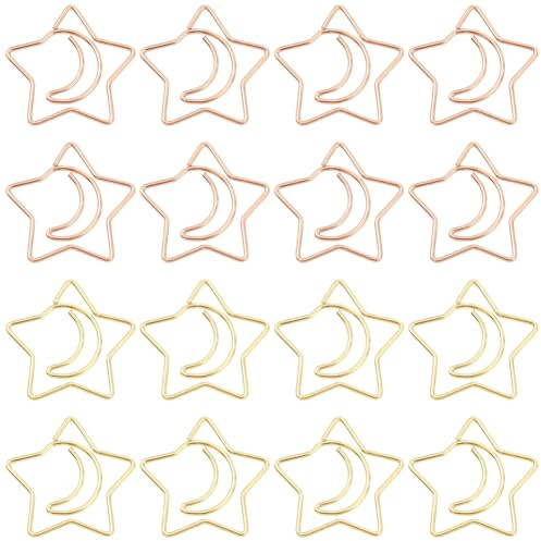 SOFPLATE 1 Box 40 Stück 2 Farben Kleine Goldene Stern Büroklammern Mini Dekorations Büroklammern Gold Roségold Himmlische Metall Tagebuch Papierklammern Lesezeichen Clip Für Büro Dokumenten Datei Orga