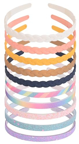 LYroo Headbands for Girls,Two Styles Glitter and Braided Headband Colorful Headbands with Teeth Non Slip for Little Girls Hair Accessories,10Pack