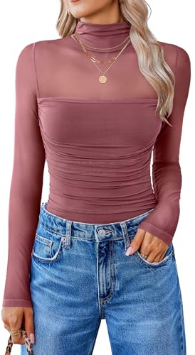 Avidlove Body Sexy da Donna, Elegante Top in Rete, Manica Lunga, Abiti da Rave, Body, Dolcevita, Top in Pizzo, Party, Camicie, Top per Uscire