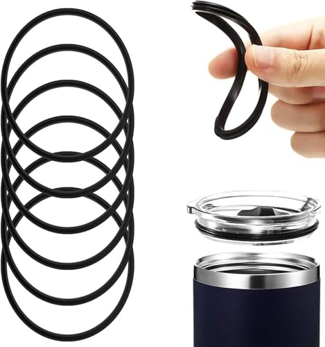 Ssmmam Universal-Silikon-Deckeldichtungen für Reisebecher mit einem Fassungsvermögen von 473 ml und 567 ml, Ersatzdichtungen für Kaffeetassen, Wasserflaschen und Trinkgeschirr, Schwarz, 5 Stück