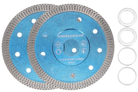 sourcing map 2pcs Diamond Saw Blade 4.5 Dia 7/8 Arbor Circular Cutting Wheel Durable Circular Saw Blade for Masonry Tile Marble Ceramics Concrete Cement Brick, Blue