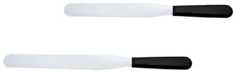 DOITOOL Spatules à Beurre 2 Pcs en Acier Inoxydable Manche Plastique Noir, Racloirs à Crème pour Pâtisserie Cuisine, Outils de Décoration Adaptés pour Tartiner Beurre et Fromage,