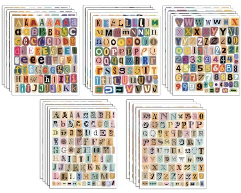 Domefahaso Set d'autocollants de Lettres 1890+ pièces pour journaling | Pack riche d'autocollants de lettres, idéal pour créer des journaux et des projets de scrapbooking.