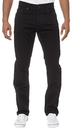 Nya herr ENZO stretch raka ben normal passform klassiska basic jeans jeans, Svart, 30W x 34L