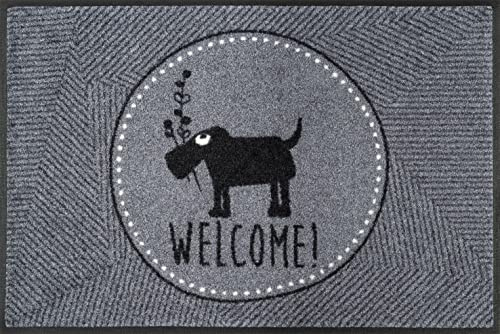 wash+dry Fußmatte, Herr Just- Welcome! 50x75 cm, innen und außen, waschbar, Grau