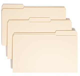 Smead File Folder, Reinforced 1/3-Cut Tab, Assorted Positions, Legal Size, Manila, 100 per Box (15334)