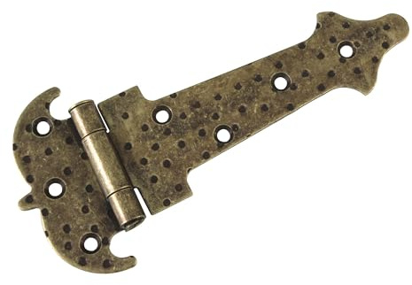 Amig - Charnière renforcée de 2 pelles Mod. 554 en acier avec finition cuir de style forgé pour portes abattantes lisses d'entrée et de passage extérieures et intérieures, et armes - 250 x 111 x 2 mm.