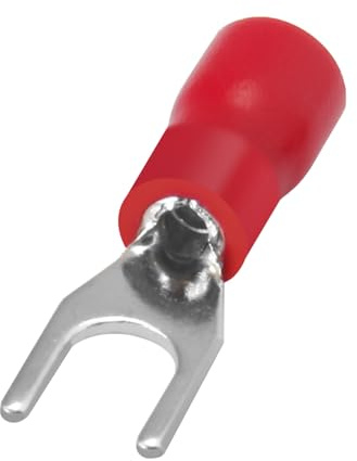 Heschen Terminale a crimpare elettrico per connettore a filo isolato a forcella, SV1.25-4S, Dimensione borchia #8, per 0,5-1,5mm² (22-16AWG), rosso, confezione da 100