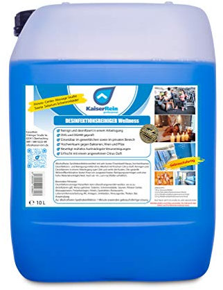 KaiserRein Desinfektionsreiniger 10L Kanister alkoholfrei für Wellness, Spa, Fitnesstudios zur Reinigung und Desinfektion von Solarium, Sauna, Yogamatten, Fitnessgeräten und Massageliegen