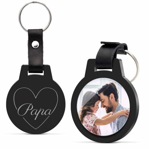 CHRISCK design Personalisierter Schlüsselanhänger mit Foto und Gravur - Geschenk für Ihn - kratzfester Fotodruck! - Ideal als Fotogeschenk Vatertag Geburtstag für Männer Frauen Freund Freundin