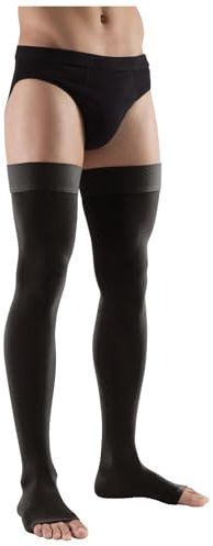 Calze a Compressione Medica a Coscia con Banda in Silicone, Punta Aperta & Tallone Rinforzato — Classe II (23–32 mmHg) — Unisex per Vene Varicose & Gambe Stanche