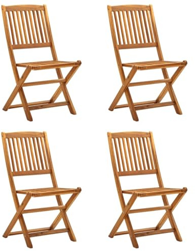 vidaXL 4X Akazienholz Massiv Gartenstuhl Klappbar Hochlehner Stuhl Klappstuhl Holzstuhl Gartenstühle Stühle Essstuhl Balkon Terrasse