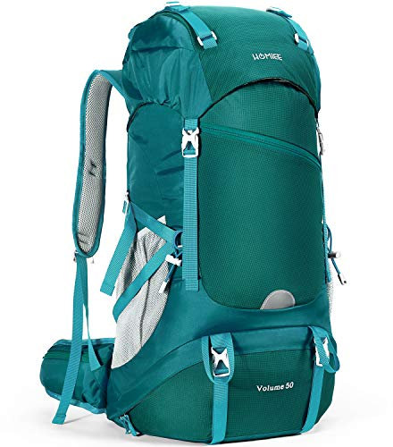 HOMIEE Wanderrucksack, 50 – 60 l, Trekkingrucksack mit Regenhülle, großer Kapazität, multifunktional, für Bergsteigen, Klettern, Trekking, Sport, Reisen, Camping