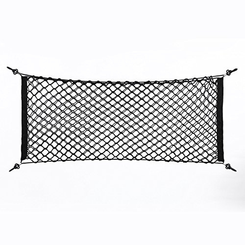 Auto Aufbewahrungs tür Netz klett, Gepaecknetz Elastisch 90x40cm Nylon Kunststoff Spannnetz Auto gepäcknetz Kofferraum netz Aufbewahrungstasche LKW Heck Frachtnetz Gepäck Organizer Hakentasche Schwarz