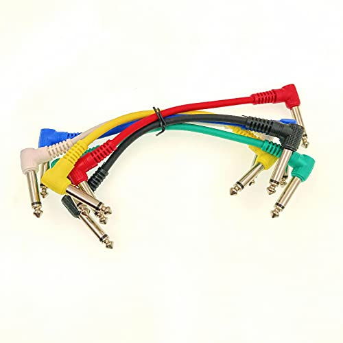 JZK - 6 cavi patch per chitarra colorati con jack mono angolo retto da 6,35 mm, 15 cm, per effetti pedaliera di chitarra, basso, ukulele, pedaliera