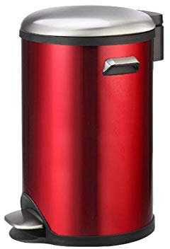 WXJLYZRCXK Poubelle À Pédale, Poubelles Poubelle En Acier Inoxydable Poubelle À Pédale Muette Maison Hôtel Salon Cuisine Seau de Rangement,Rouge