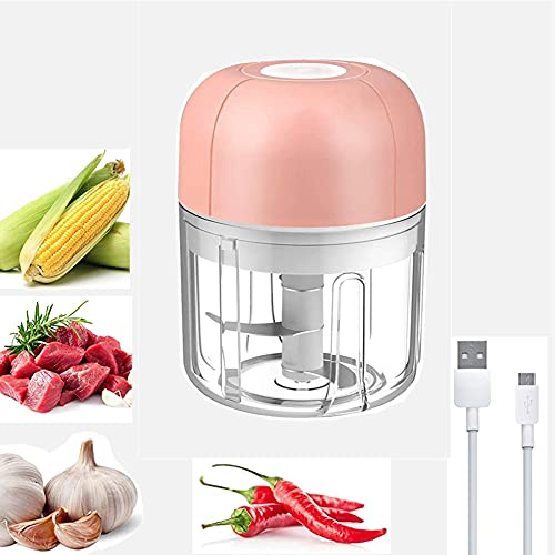 BoYeeBo Mini Electric Garlic Chopper, Rechargeable Wireless Food Masher, Portable Mini Food Processor for Vegetable Ginger Garlic Onion Spice Chili Baby Food (Pink)