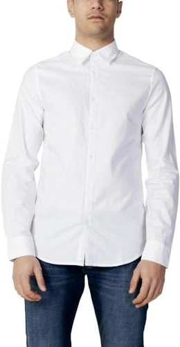 Armani Exchange Slim Fit Oxford Button Up Shirt Chemise, Blanc Oxford/7bleu/W, XL Homme