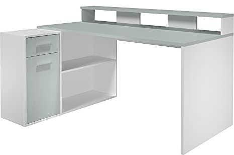 trendteam smart living - Gamer - Büromöbel - Lichtgrau - Schreibtischkombination mit 1 Tür, 1 Schublade, 2 offenen Fächern und 2 Einlegeböden - (BxHxT) 160 x 92 x 115 cm - Links oder Rechtsstellbar