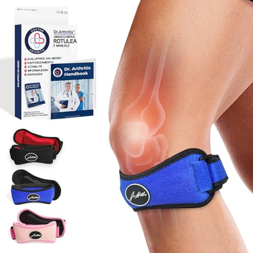 Dr. Arthritis Cinta Rotuliana Desarrollada por Médicos - Rodillera Compresión Tendinitis Patelar Síndrome Dolor Patelofemoral (Rodilla Corredor) y de la Cintilla Iliotibial, Condromalacia [Azul]