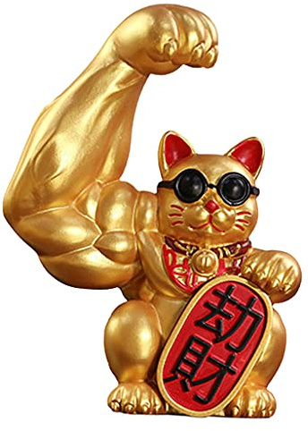 LOVIVER Gold Winkekatze, China Deko Glücksbringer Glückskatze Maneki Neko Lucky Cat Figur Sammlerfiguren Ornament für Wohnkultur Auto Laden Geschäfte Hotel - Richtiger Raub
