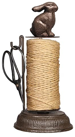 Gardeners Twine Dispenser Cast Iron Antique Brown Rabbit Jute Garden String Holder with Scissors Fathers Day Gardening Gift Idea