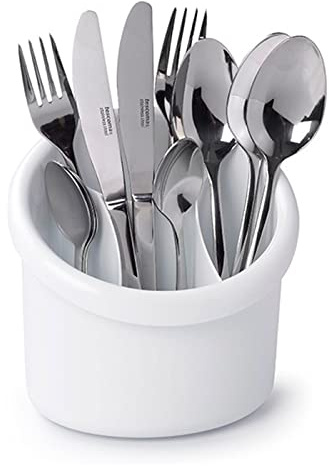 AC - Escurridor de Cubiertos de Cocina con 4 compartimientos; Organizador de Cubiertos para Utensilios de Cocina con Soporte de plástico. Color Blanco