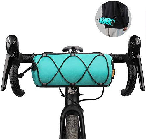 Rhinowalk Bike Handlebar Bag, Bicycle Front Bag Shoulder Bag Storage Bag with Shoulder Strap for Road Mountain Bike Cycling Travel (Lake blue)