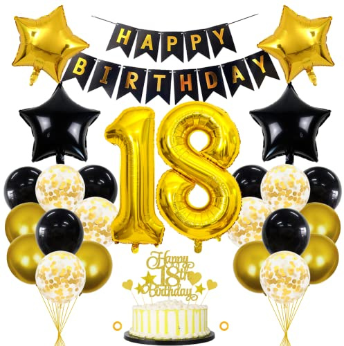 18 Geburtstag Deko Junge Mädchen Luftballon 18.geburtstag Deko Schwarz Gold Geburtstagsdeko 18 Jahre Mann 18 Luftballon Gold 18 Jahre Geburtstagdeko Mann Deko 18 Geburtstag Mädchen Junge Luftballons