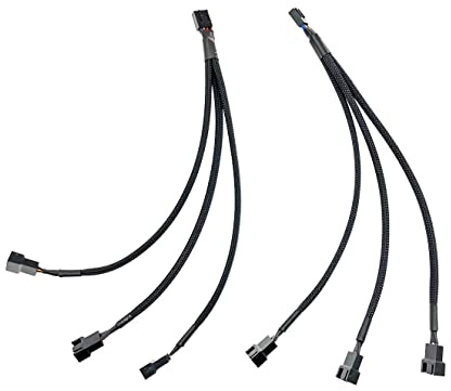 JZK 2x Répartiteurs ventilateur PWM 4 PIN 1 à 3 convertisseurs, 3 broches, câble extension alimentation pour carte mère CPU, câble répartiteur ventilateur PWM à 4 broches pour boîtier d'ordinateur